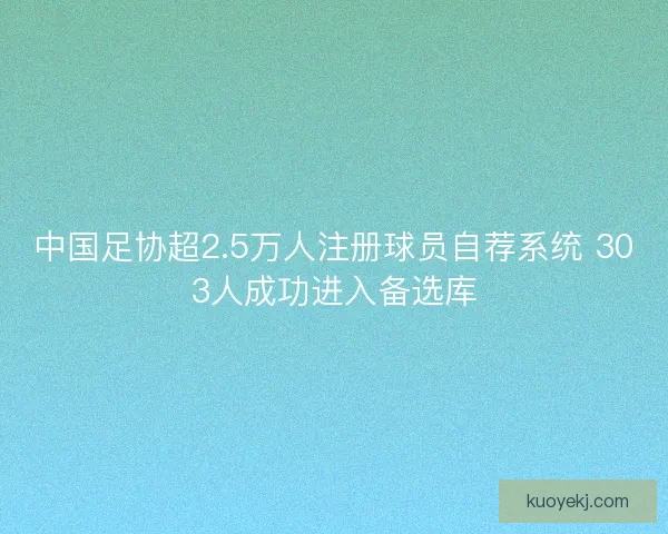 中国足协超2.5万人注册球员自荐系统 303人成功进入备选库